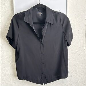 Quince Silk Black Button-Up Blouse
